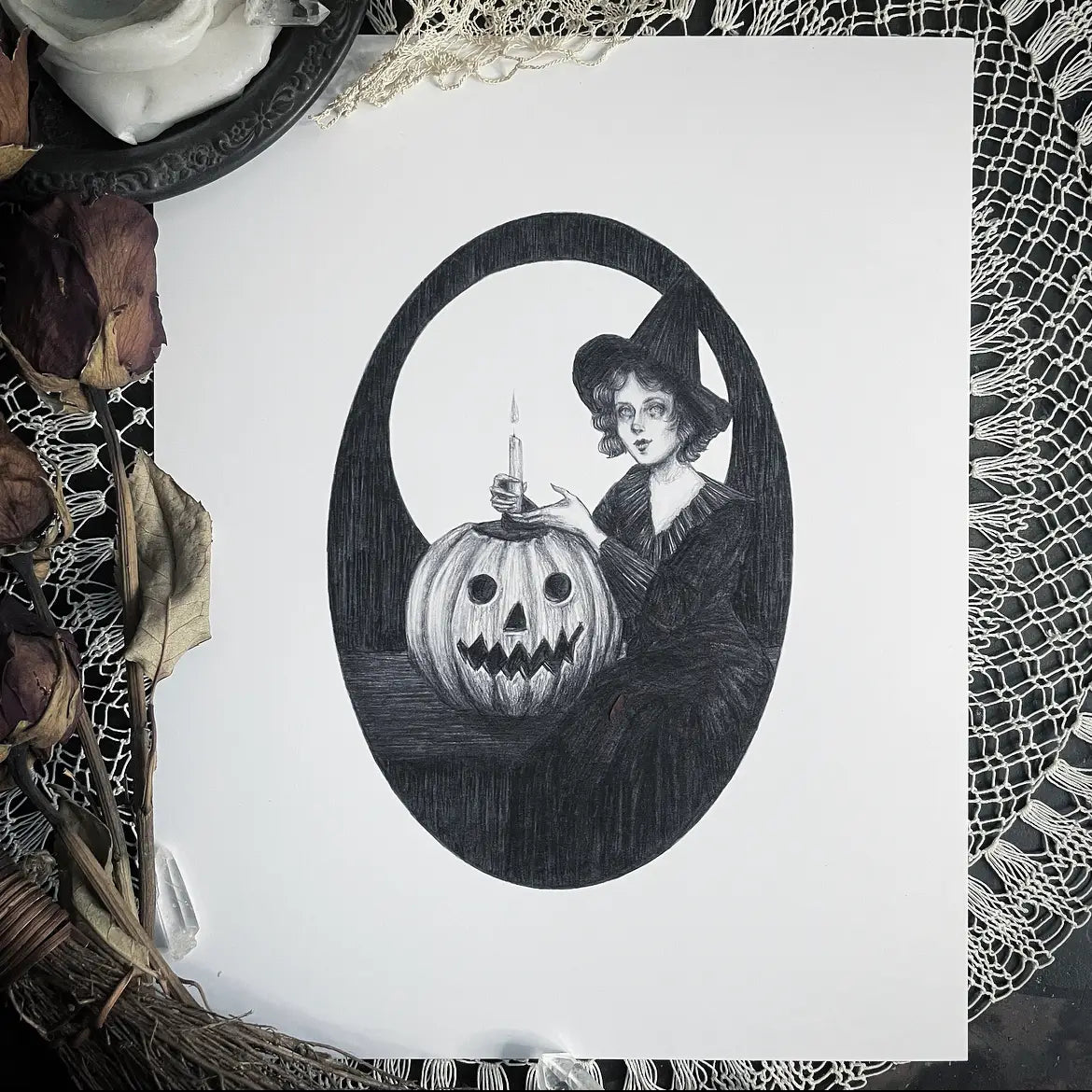 Jack O' Lantern Witch - Fine Art Print - Vintage Halloween – Home