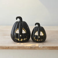 Carved Pumpkin Lantern 13cm (black)