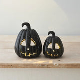 Carved Pumpkin Lantern 13cm (black)