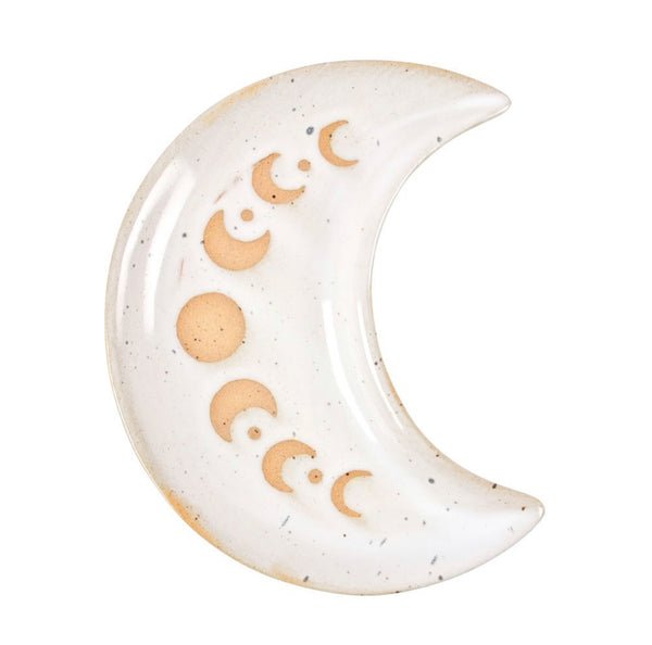 Moon Phase Crescent Ceramic Trinket Tray White