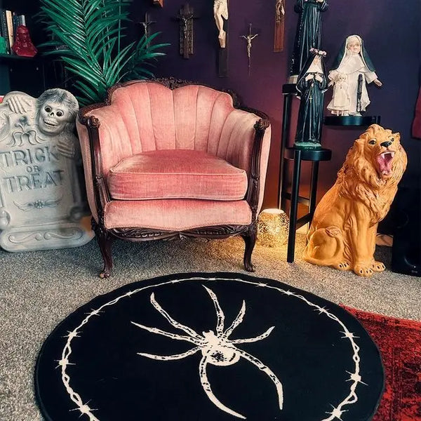 Sourpuss Barbed Wire Spider Rug Home Spooky Homeware