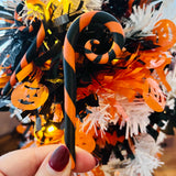 Black & Orange Candy Cane Halloween Tree Decoration