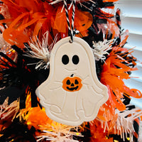 Ghost With Pumpkin Hanging Halloween Tree Decoration