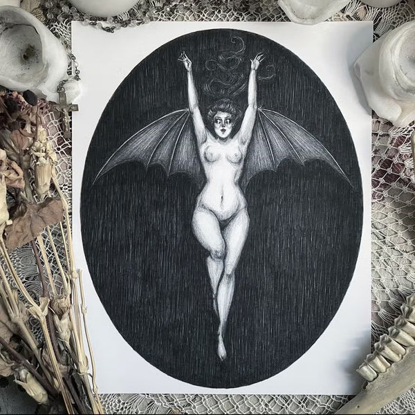 Caitlin McCarthy Art ~ La Femme Chauve-Souris Fine Art Print - the Bat Woman