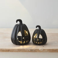 Carved Pumpkin Lantern 10cm (Black)