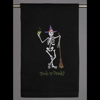 Trick Or Drink Skeleton Witch Kitchen Tea Towel