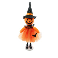 Pumpkin Girl With Bat Halloween Hanging Decoration