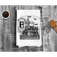 Haunted House Bats Antique Cotton Kitchen Tea Towel