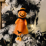 Pumpkin Girl With Bat Halloween Hanging Decoration