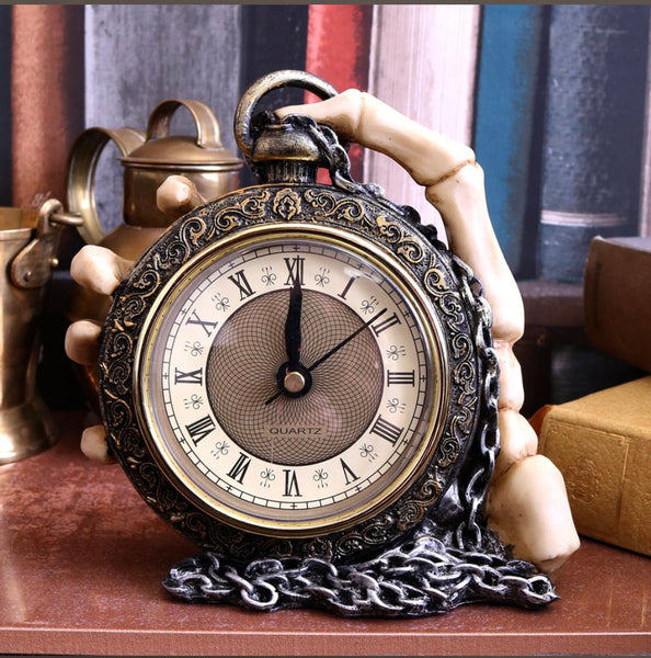 About Time Skeleton Hand Watch Mantel Clock