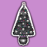 Witchy Skull Black Christmas Tree Sticker