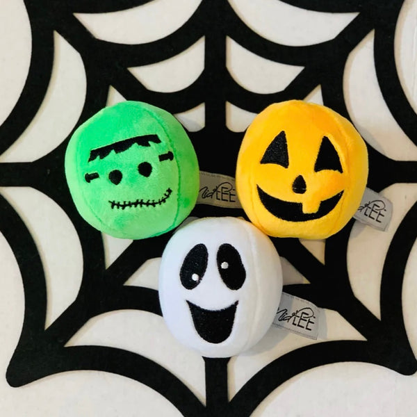 Set of 3 Halloween Plush Dog Balls