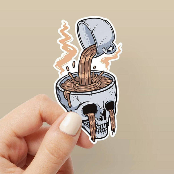 Skull Coffee Cup Sticker