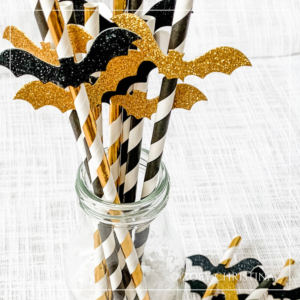 Bat Black & Gold Paper Straws - Pack of 12 – Home Spooky Homeware
