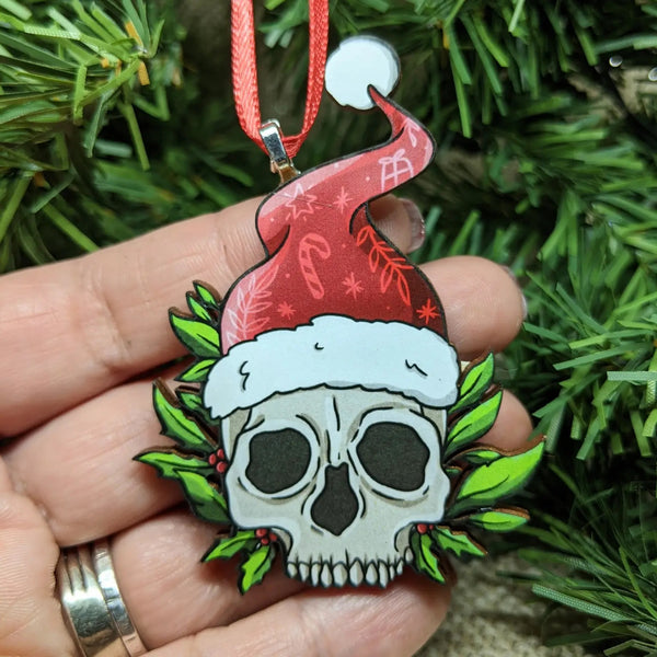 Creepy Christmas Ornament Skull Santa