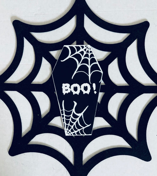 "BOO" Word Coffin Shaped Plaque