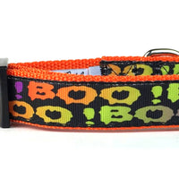 Boo! Halloween Nylon Ribbon Dog Collar (S/M)