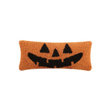 Pumpkin Jack-O-Lantern Hooked Throw Pillow